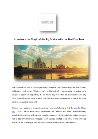 Guided Tours | Hello India Tour