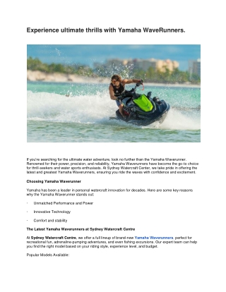 Experience ultimate thrills with Yamaha WaveRunners
