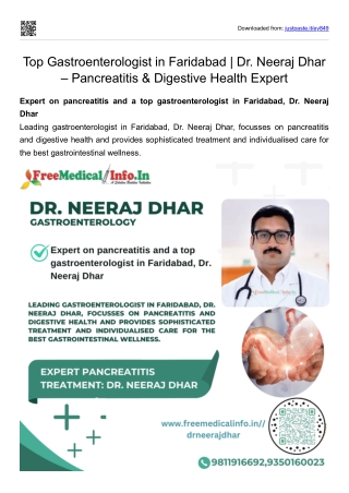Top Gastroenterologist in Faridabad  Dr. Neeraj Dhar – Pancreatitis & Digestive Health Expert
