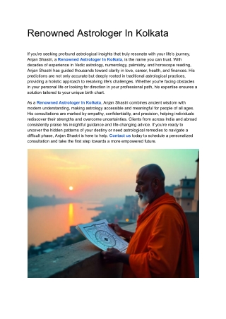 Renowned Astrologer In Kolkata
