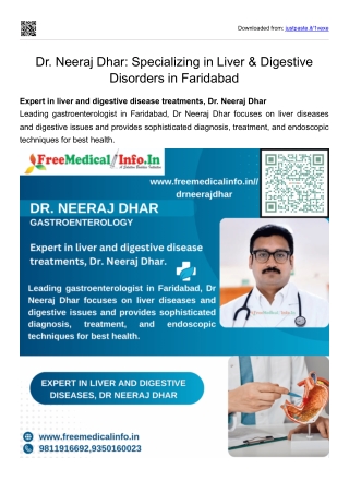 Dr. Neeraj Dhar Specializing in Liver & Digestive Disorders in Faridabad