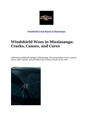 Windshield Crack Repair in Mississauga