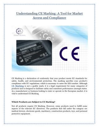 Understanding CE Marking: A Tool for Market Access and Compliance
