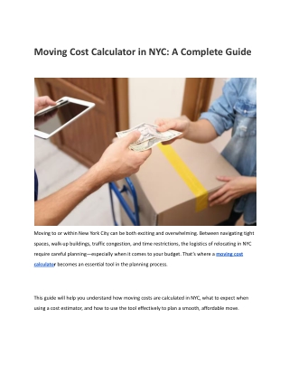 Moving Cost Calculator in NYC_ A Complete Guide
