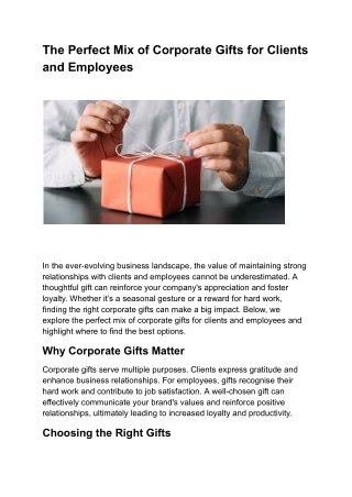 The Perfect Mix of Corporate Gifts for Clients and Employees