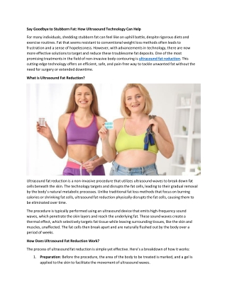 Top 5 Benefits of Ultrasound Fat Reduction for Body Contouring