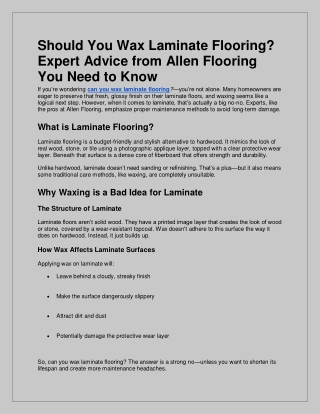 Should You Wax Laminate Flooring Expert Advice from Allen Flooring You Need to Know