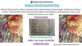 Closeout Rugs - Indian Hand Knotted Rug