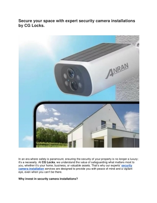 Secure your space with expert security camera installations by CG Locks
