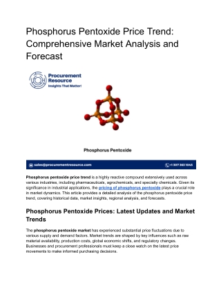 Phosphorus Pentoxide Price Trend - Comprehensive Market Analysis and Forecast