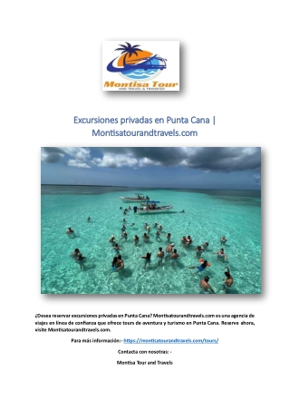 Excursiones privadas en Punta Cana | Montisatourandtravels.com