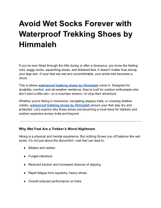 Avoid Wet Socks Forever with Waterproof Trekking Shoes by Himmaleh