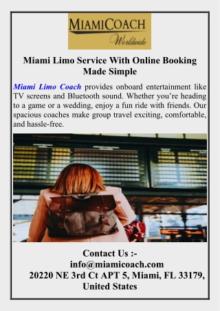 Miami Limo Service With Online Booking Made Simple