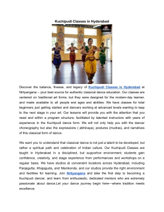 Kuchipudi Classes in Hyderabad | Nrityangana