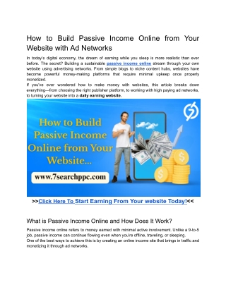 How to Build Passive Income Online from Your Website with Ad Networks