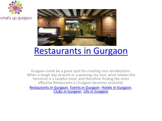 Restaurants in Gurgaon