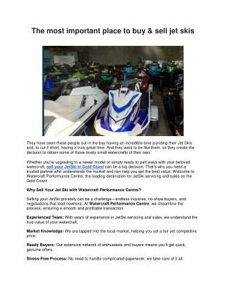 The most important place to buy & sell jet skis