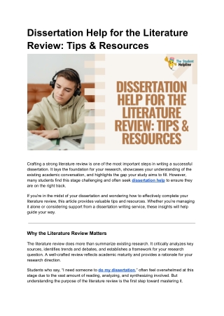 Dissertation Help for the Literature Review_ Tips & Resources