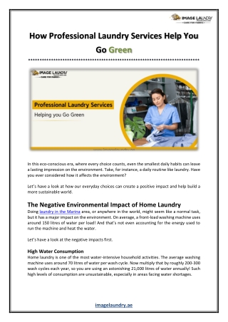 How Professional Laundry Services Help You Go Green
