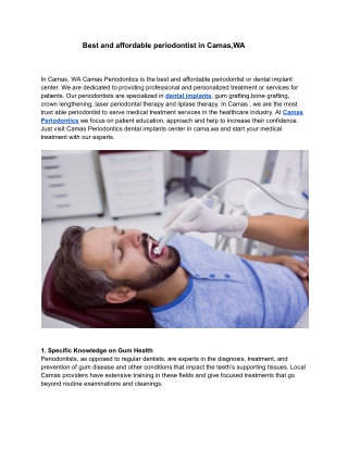 Best and affordable periodontist in Camas,WA !
