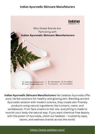 Indian Ayurvedic Skincare Manufaturers