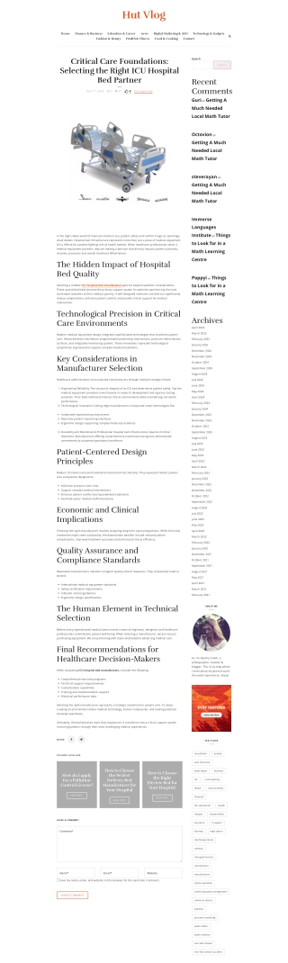 Critical Care Foundations Selecting the Right ICU Hospital Bed Partner