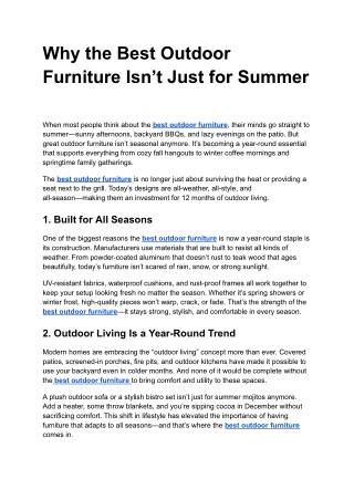 Why the Best Outdoor Furniture Isn’t Just for Summer