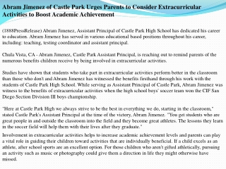 abram jimenez of castle park urges parents to consider extra