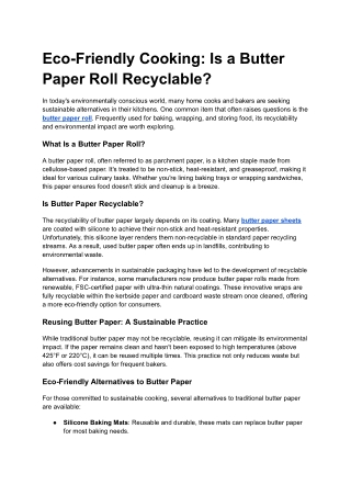 Eco-Friendly Cooking_ Is a Butter Paper Roll Recyclable