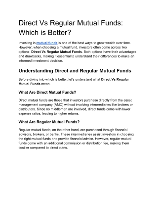 Direct Vs Regular Mutual Funds_ Which are Better_