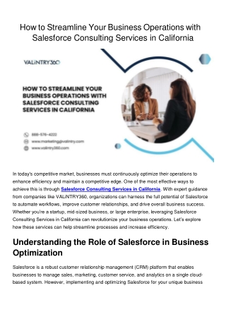 How To Streamline Your Business Operations With Salesforce Consulting Services In California