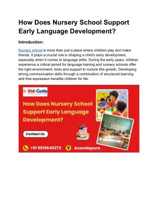 How Does Nursery School Support Early Language Development