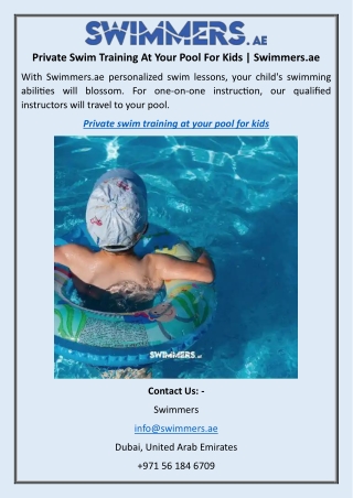 Private Swim Training At Your Pool For Kids Swimmers.ae