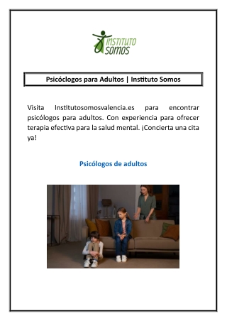 Psicóclogos para Adultos | Instituto Somos