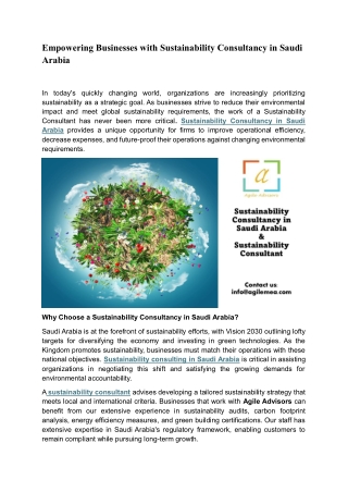 Empowering Businesses with Sustainability Consultancy in Saudi Arabia