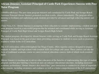 abram jimenez, assistant principal of castle park experience