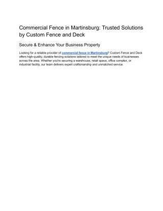 Commercial Fence in Martinsburg_ Trusted Solutions by Custom Fence and Deck