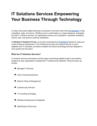 Next-Gen IT Solutions Services for Your Success