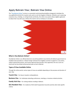 Apply Bahrain Visa  Bahrain Visa Online