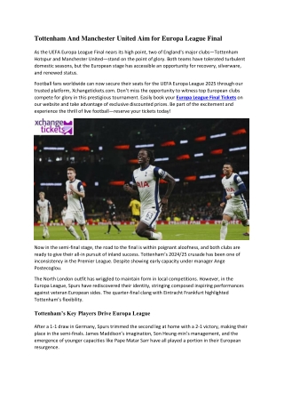 Tottenham And Manchester United Aim for Europa League Final