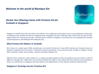 Premium Gin for Cocktails in Singapore