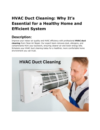 HVAC Duct Cleaning