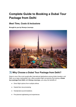 Dubai tour package from Delhi