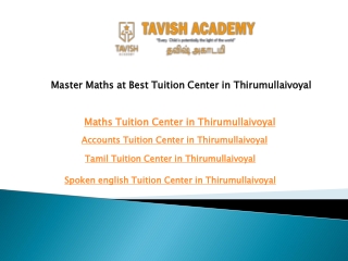 Master Maths at Best Tuition Center in Thirumullaivoyal