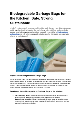 Biodegradable Garbage Bags for the Kitchen_ Safe, Strong, Sustainable