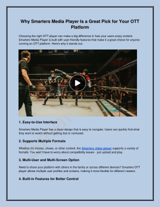 Why Smarters Media Player Is a Great Pick for Your OTT Platform