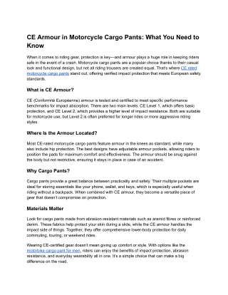 CE Armour in Motorcycle Cargo Pants_ What You Need to Know