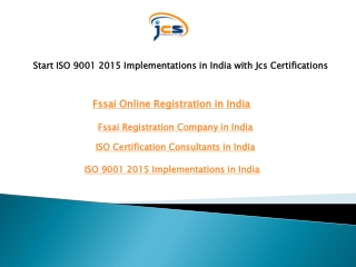 Start ISO 9001 2015 Implementations in India with Jcs Certifications