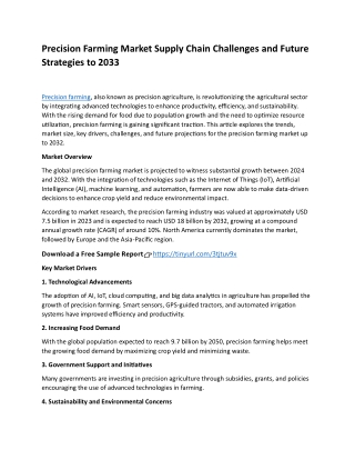 Precision Farming Market Supply Chain Challenges and Future Strategies to 2033