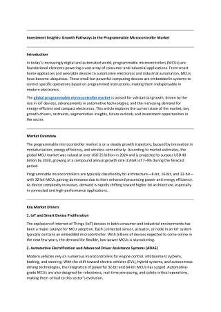 Investment Insights: Growth Pathways in the Programmable Microcontroller Market